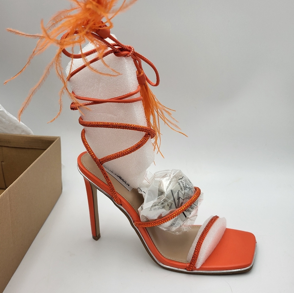 Steve Madden - Upgrade- Orange Crystal Strappy High Heels - Size 10